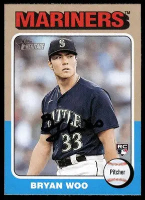 2024 Topps Heritage Bryan Woo #245 RC Baseball - Baseball Card Single