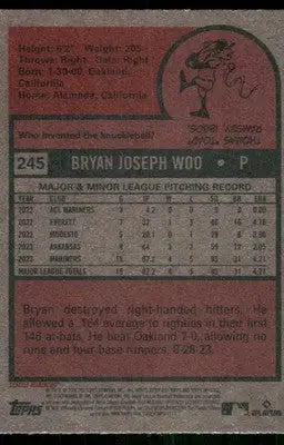 2024 Topps Heritage Bryan Woo #245 RC Baseball - Baseball Card Single