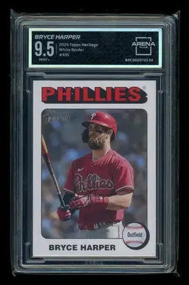2024 Topps Heritage Bryce Harper #405 White Border Baseball Arena Club 9.5 - Baseball Card Single