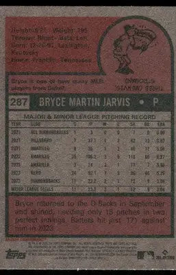 2024 Topps Heritage Bryce Jarvis #287 RC Baseball - Baseball Card Single