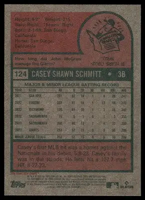 2024 Topps Heritage Casey Schmitt #124 Baseball - Baseball Card Single