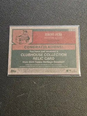 2024 Topps Heritage #CCR-RJPE Jeremy Peña Clubhouse Collection Relics - Baseball Card Single