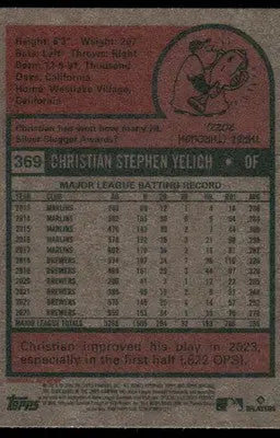 2024 Topps Heritage Christian Yelich #369 Baseball - Baseball Card Single