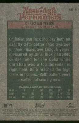 2024 Topps Heritage Christian Yelich #NAP-17 Baseball - Baseball Card Single