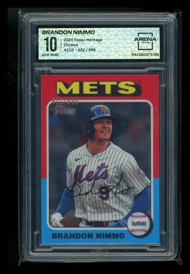 2024 Topps Heritage Chrome Brandon Nimmo #110 602/999 Baseball Arena Club 10 - Baseball Card Single