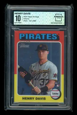 2024 Topps Heritage Chrome Henry Davis #415 317/999 RC Baseball Arena Club 10 - Baseball Card Single