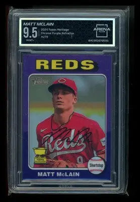 2024 Topps Heritage Chrome Matt McLain #279 Purple Refractor Arena Club 9.5 - Baseball Card Single