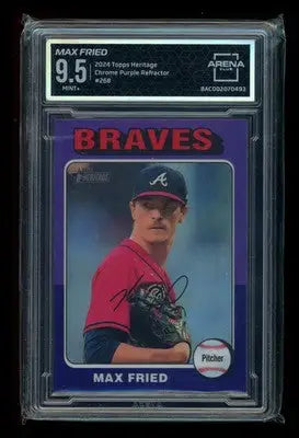 2024 Topps Heritage Chrome Max Fried #268 Purple Refractor Arena Club 9.5 - Baseball Card Single