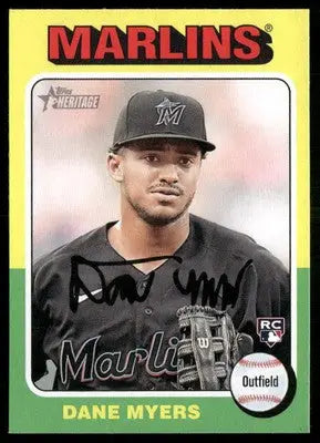 Autographed baseball card of Dane Myers from 2024 Topps Heritage Dane Myers #412 RC
