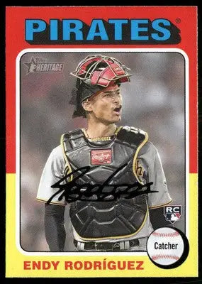 Heritage Endy collectible baseball card featuring catcher in uniform with autograph from Topps Heritage