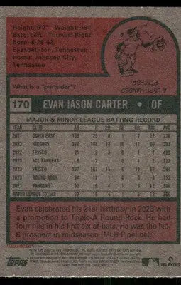 2024 Topps Heritage Evan Carter #170 RC Baseball - Baseball Card Single