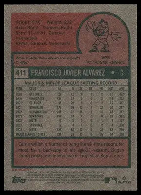 2024 Topps Heritage Francisco Alvarez #411 Baseball - Baseball Card Single