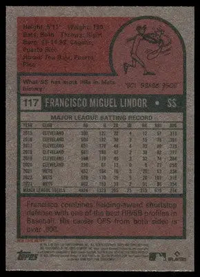 2024 Topps Heritage Francisco Lindor #117 Baseball - Baseball Card Single