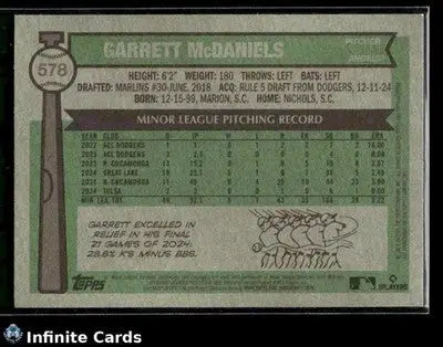 2024 Topps Heritage GARRETT MCDANIELS #578 Dark Blue RC Los Angeles Angels