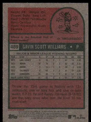 2024 Topps Heritage Gavin Williams #489 RC Baseball - Baseball Card Single