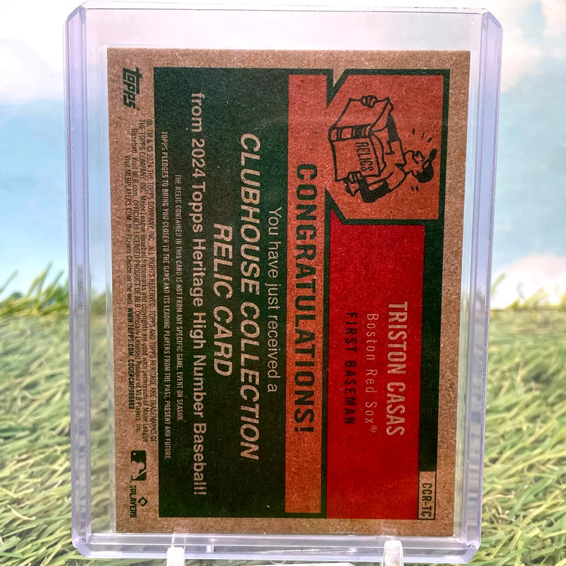 Triston Casas baseball relic card from 2024 Topps Heritage High Number Clubhouse Collection