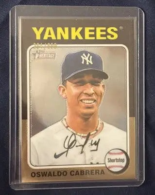 Baseball trading card of Oswaldo Cabrera from 2024 Topps Heritage High Number series