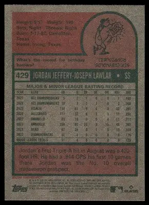 2024 Topps Heritage Jordan Lawlar #429 RC Baseball - Baseball Card Single
