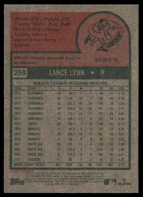 2024 Topps Heritage Lance Lynn #259 Baseball - Baseball Card Single