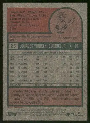 2024 Topps Heritage Lourdes Gurriel Jr. #25 Baseball - Baseball Card Single