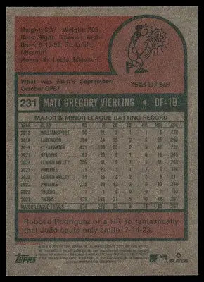 2024 Topps Heritage Matt Vierling #231 Baseball - Baseball Card Single
