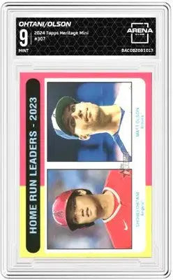 Heritage Mini Home Run Leaders baseball card featuring Shohei Ohtani and Matt Olson
