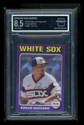 2024 Topps Heritage Mini Purple Border Edgar Navarro #362 04/15 RC AC 8.5 - Baseball Card Single