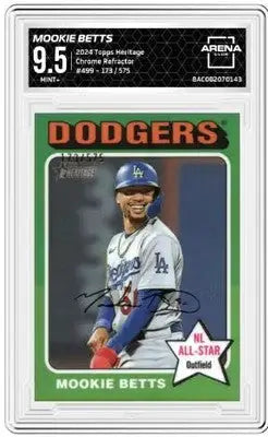 Graded Topps Heritage Mookie Betts chrome refractor baseball card 173/575 Arena Club