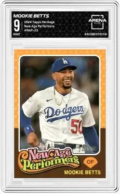 Graded Heritage Mookie Betts baseball card from 2024 Topps Heritage Age Performers Arena