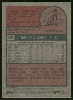2024 Topps Heritage Nathaniel Lowe #88 Baseball - Baseball Card Single