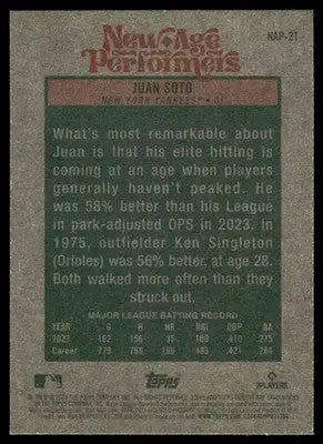 2024 Topps Heritage New Age Performers Juan Soto #NAP-21 Baseball - Baseball Card Single