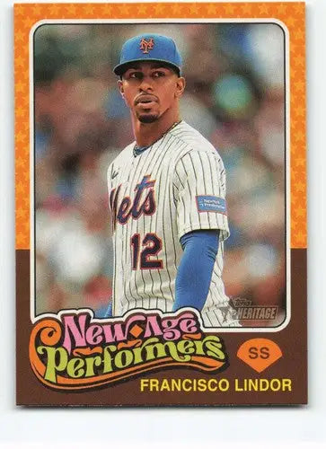 2024 Topps Heritage Francisco Lindor baseball card with original gloss NM-MT M ID:70348