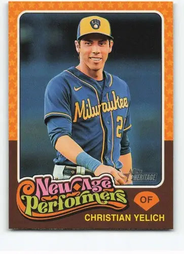 Christian Yelich baseball card from Topps Heritage 2024 New Age Performers series