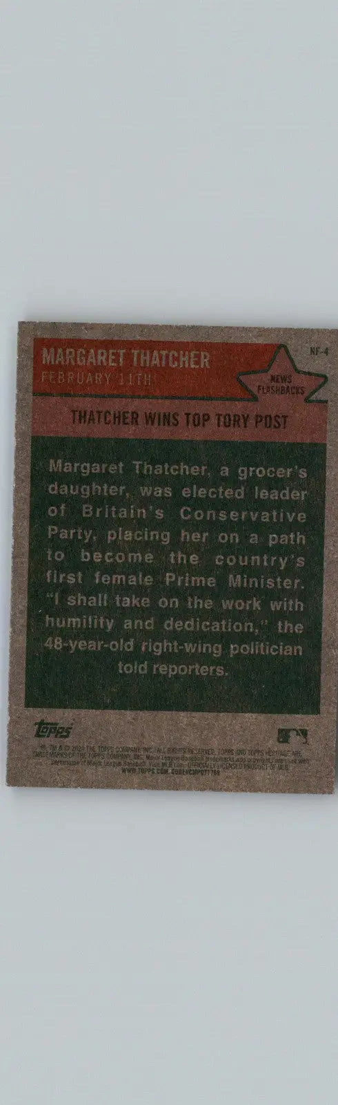 2024 Topps Heritage #NF-4 Margaret Thatcher News Flashbacks - Baseball Card Single