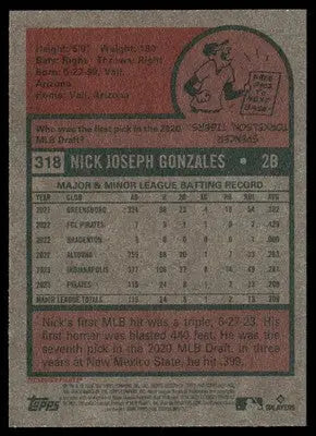 2024 Topps Heritage Nick Gonzales #318 RC Baseball - Baseball Card Single