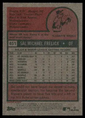 2024 Topps Heritage Sal Frelick #451 RC Baseball - Baseball Card Single