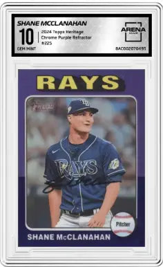 Heritage Shane McClanahan baseball trading card Chrome Purple Refractor Gem Mint 10