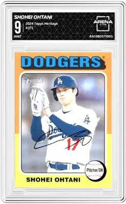 Graded Shohei Ohtani 2024 Topps Heritage baseball card showcasing Topps Heritage Shohei Ohtani #371