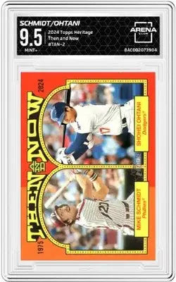 Graded Topps Heritage Shohei Ohtani Mike Schmidt baseball card 9.5 featuring Shohei Ohtani Mike