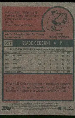 2024 Topps Heritage Slade Cecconi #397 RC Baseball - Baseball Card Single