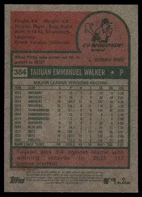 2024 Topps Heritage Taijuan Walker #384 Baseball - Baseball Card Single