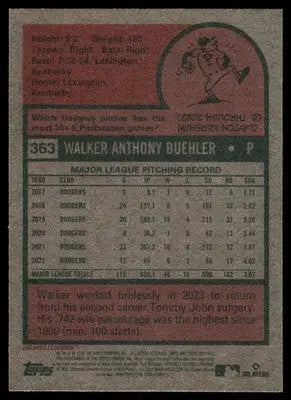 2024 Topps Heritage Walker Buehler #363 Baseball - Baseball Card Single