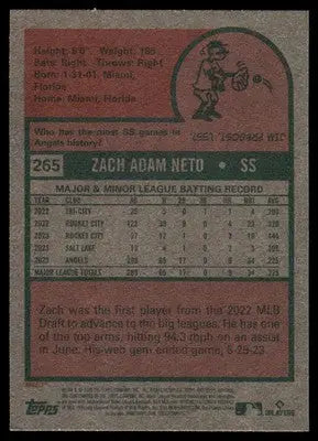 2024 Topps Heritage Zach Neto #265 Baseball - Baseball Card Single
