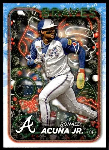 Original gloss of 2024 Topps Holiday H100 Ronald Acuna Jr. baseball card, NM-MT Braves