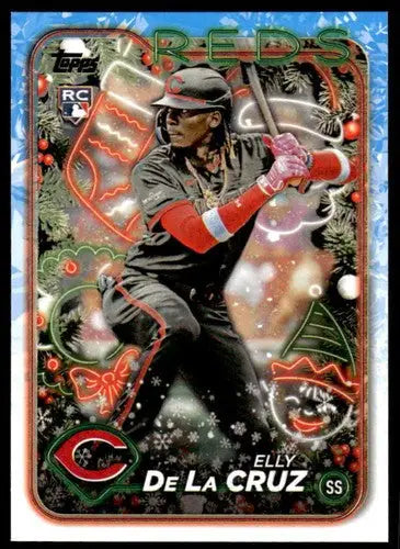 2024 Topps Holiday H102 Elly De La Cruz baseball card with original gloss and Reds branding
