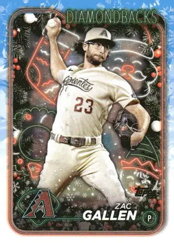 Original gloss Zac Gallen baseball card from 2024 Topps Holiday H109 Diamondbacks