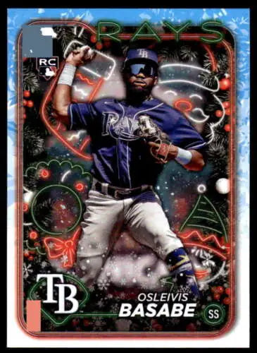 Original gloss 2024 Topps Holiday H118 Osleivis Basabe baseball card rookie Rays