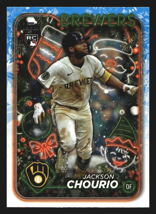 2024 Topps Holiday #H119 Jackson Chourio RC Milwaukee Brewers Rookie Card - Baseball Card Single