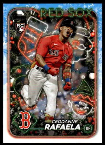 Original gloss Ceddanne Rafaela rookie Red Sox baseball card from Topps Holiday 2024