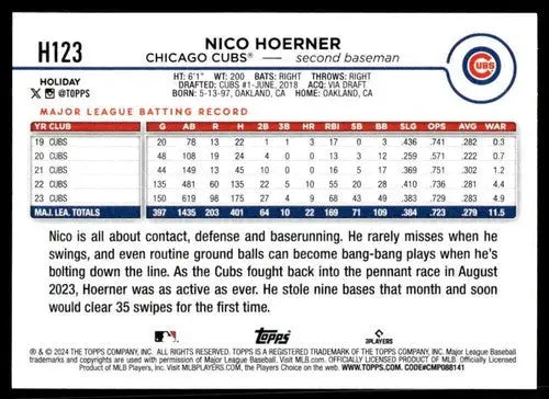 2024 Topps Holiday #H123 Nico Hoerner NM-MT Cubs ID:76677 - Baseball Card Single